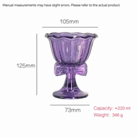 Vintage Bow Dessert Cup, 220ml Purple Glass Pedestal Bowl