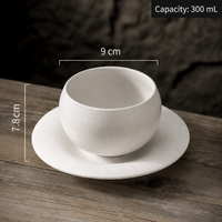 Vintage Coffee Cup & Saucer Set, 300ml Matte Ceramic Cappuccino Latte Cup, 4 Style Options