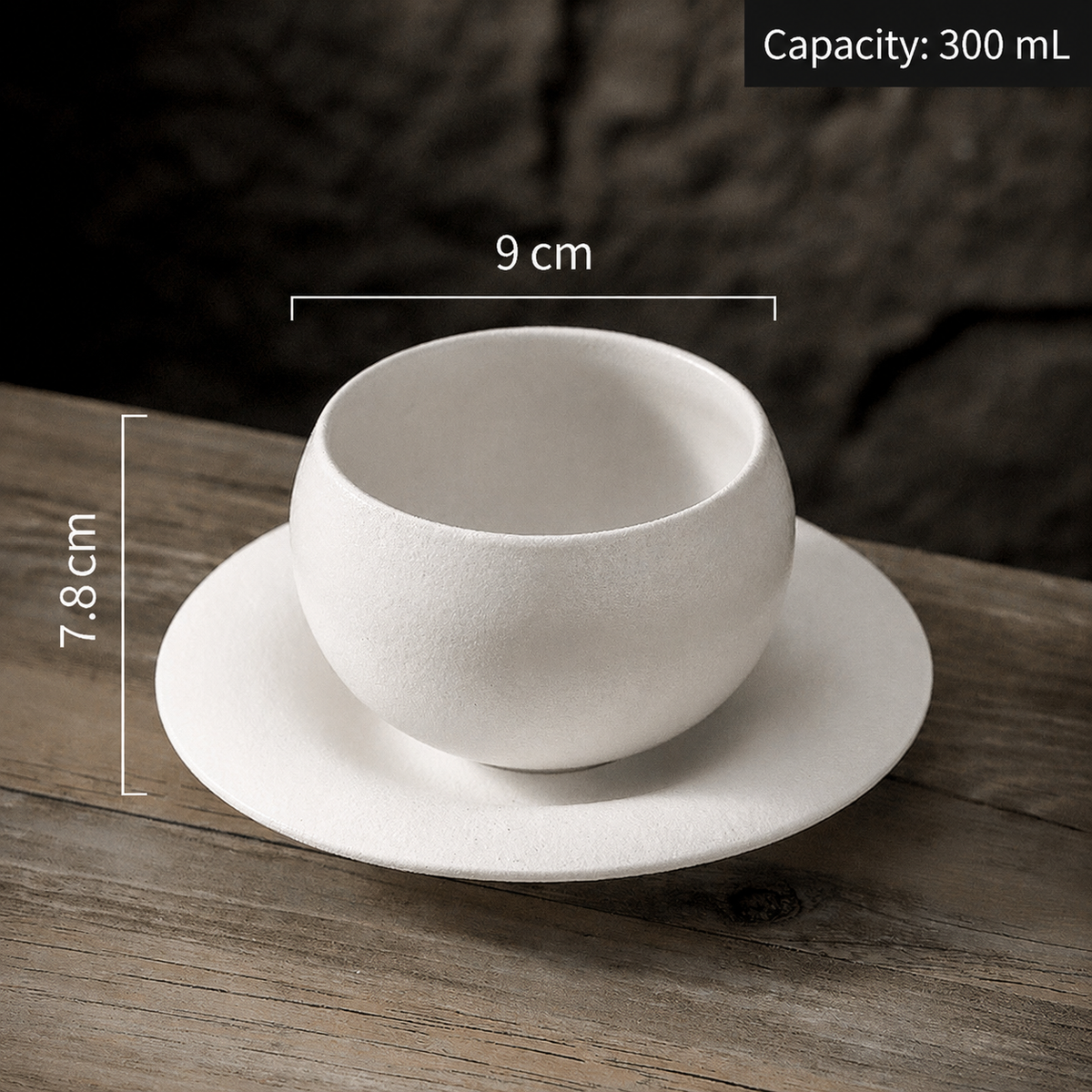 Vintage Coffee Cup & Saucer Set, 300ml Matte Ceramic Cappuccino Latte Cup, 4 Style Options
