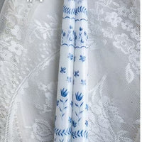 25cm Blue & White Porcelain Taper Candles – Set of 2