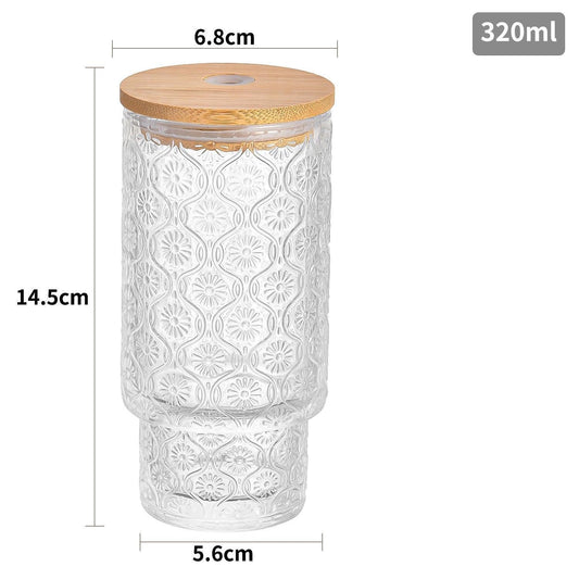 11oz Ribbed Stackable Glass Tumbler – Vintage Coffee, Juice & Whiskey Glass