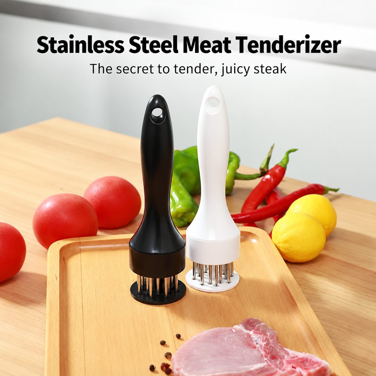 Stainless Steel Meat Tenderizer Hammer with Ergonomic Handle