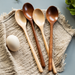 ong Handle Wooden Cooking Spoon, Natural Wood Soup Spoon for Cooking