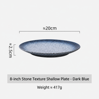 Stone Texture Ceramic Dinner Plate, Matte Shallow Serving Dish