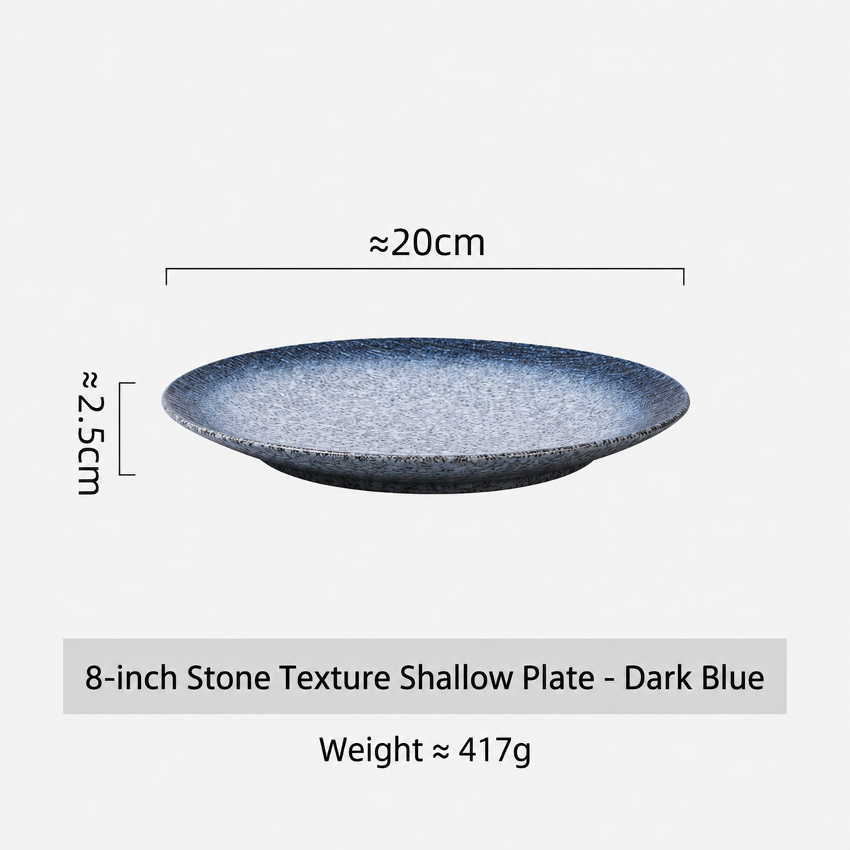 Stone Texture Ceramic Dinner Plate, Matte Shallow Serving Dish