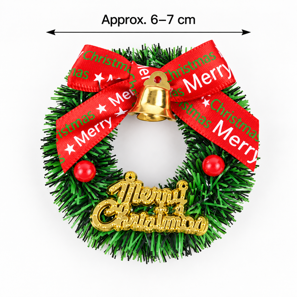 Mini Christmas Wreath Ornament with Bow and Bell