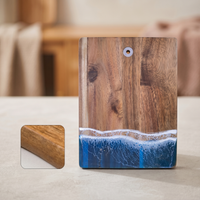Blue Ocean Wave Resin Rectangular Cutting Board Epoxy Resin Serving Board