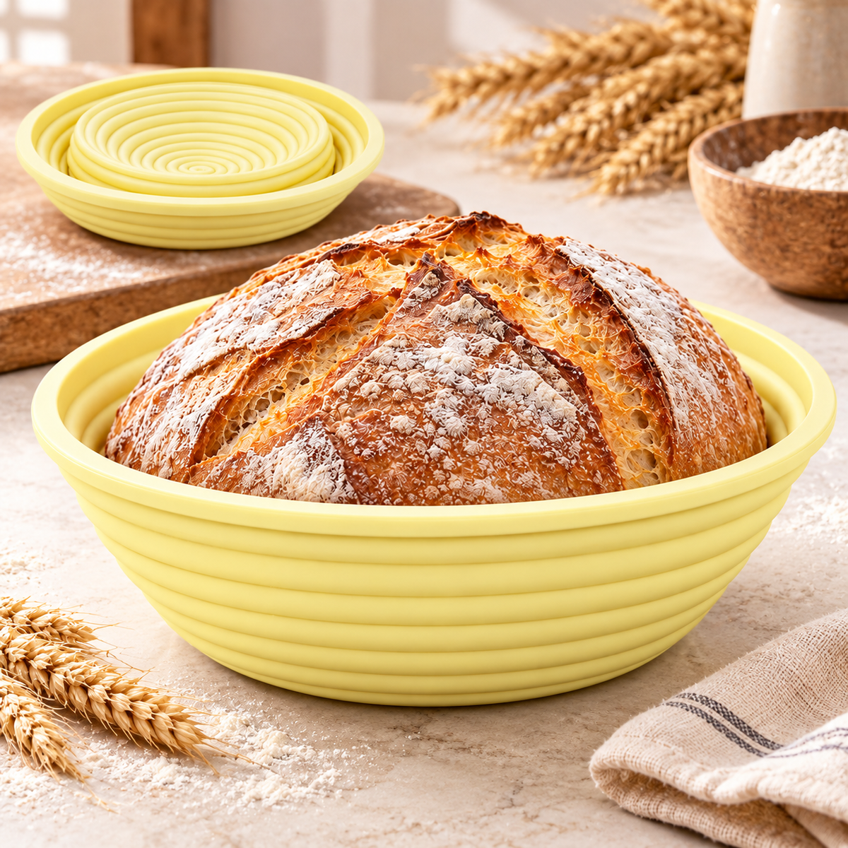 Silicone Bread Proofing Basket, Heat Resistant Foldable Dough Fermentation Bowl