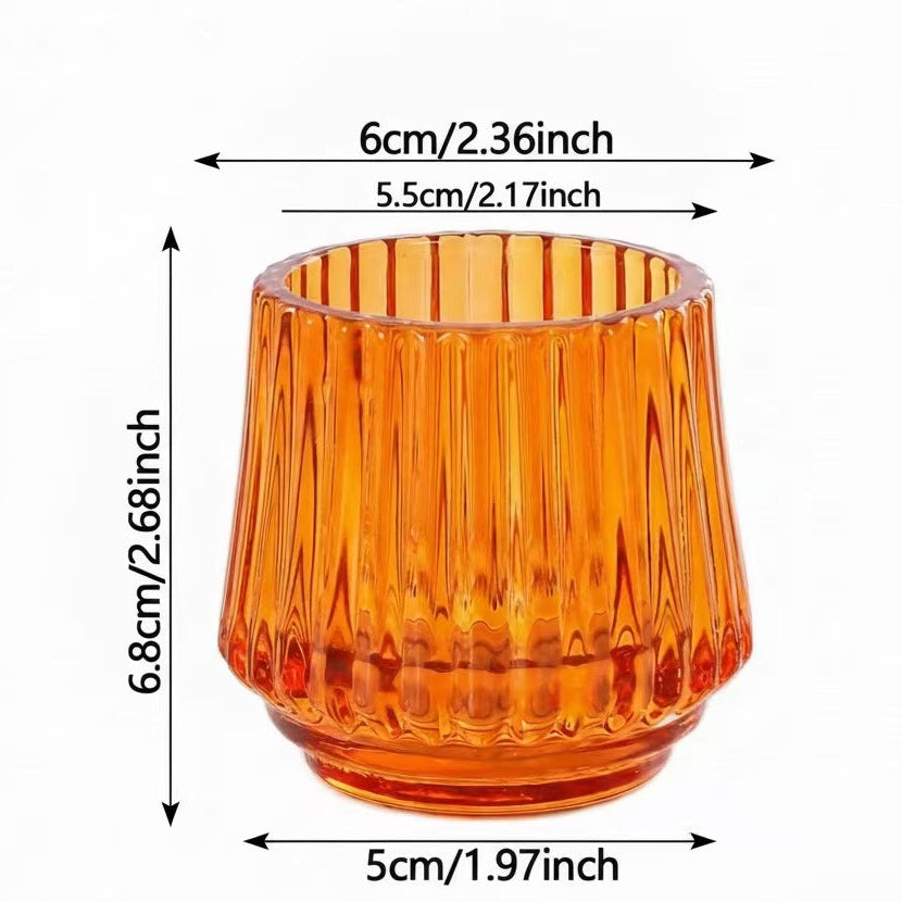 Ribbed Glass Candle Holder Minimalist Candle Cup