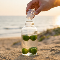 High Borosilicate Glass Water Bottle With Time Markings – Airtight Leakproof Clear Glass Drinks Bottle