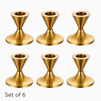Gold Candle Holder Set – Metal Candlestick Holders, Set of 6 Elegant Candle Stands for Wedding Tables & Holiday Decor
