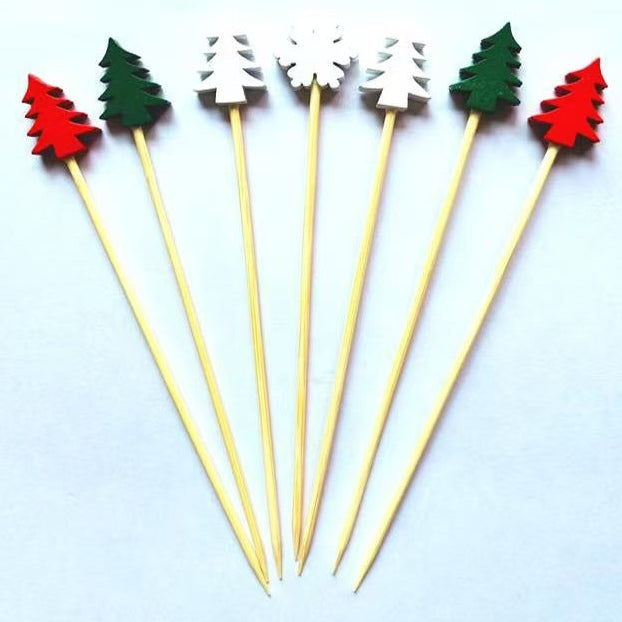 50pcs Bamboo Fruit Picks Decorative Party Toothpicks