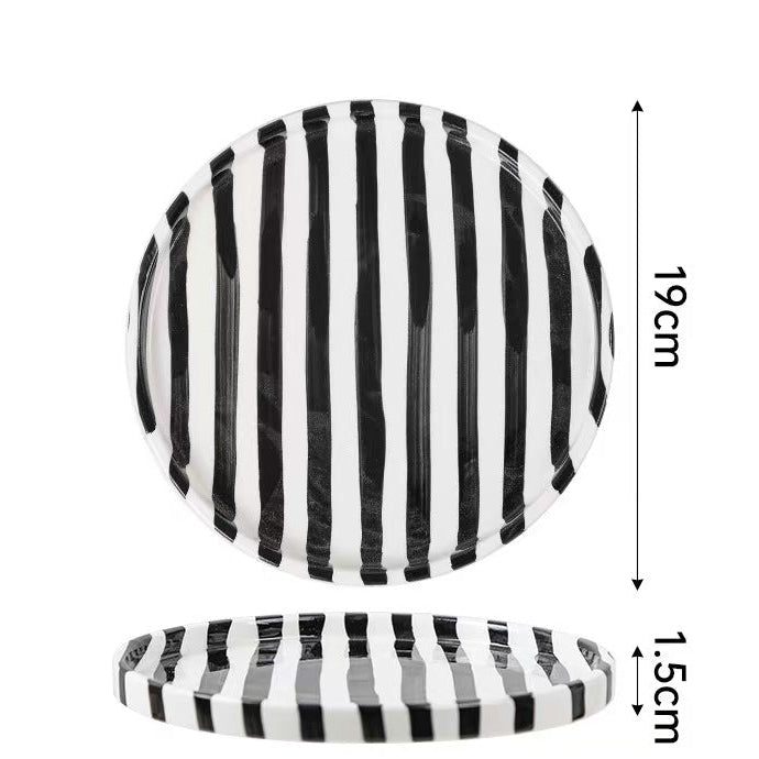 Minimalist European Striped Ceramic Cup and Saucer Set