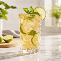 Textured Glacier Glass Tumbler, Irregular Wave Clear Drinking Glass Cup