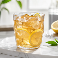 Textured Glacier Glass Tumbler, Irregular Wave Clear Drinking Glass Cup