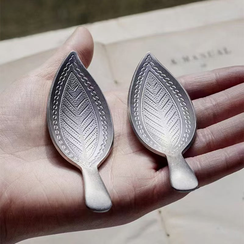 Vintage Leaf Embossed Stainless Steel Teaspoon