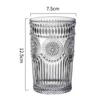Embossed Glass Drinking Cup Vintage Style Tumbler