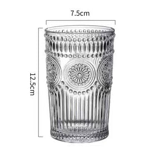 Embossed Glass Drinking Cup Vintage Style Tumbler