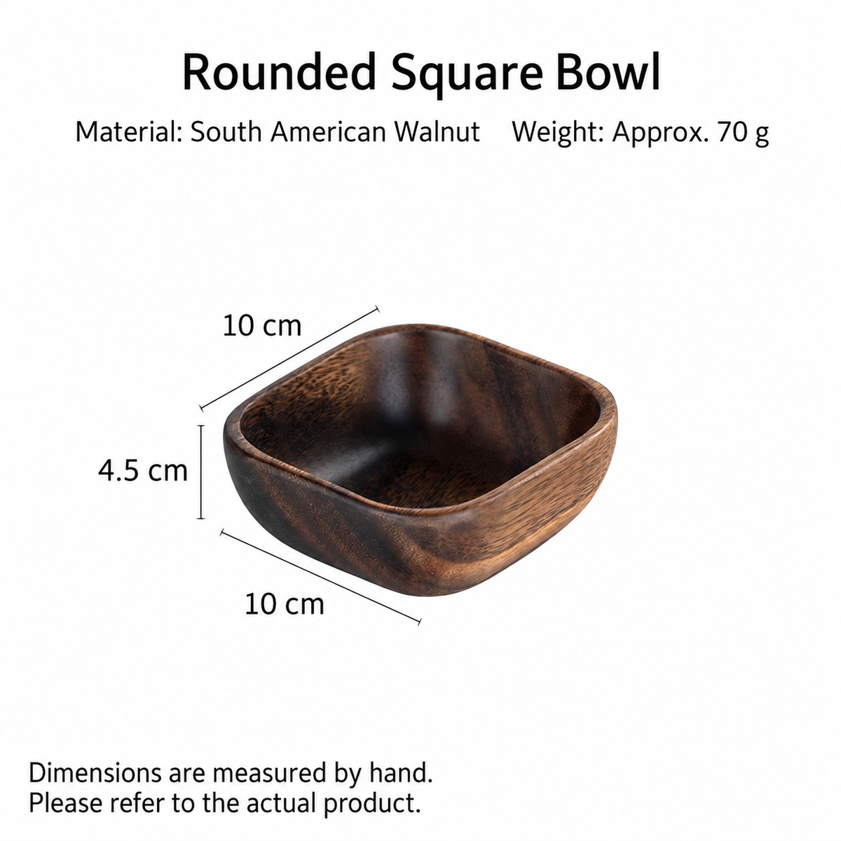 Wooden Square Snack Bowl with Rounded Corners