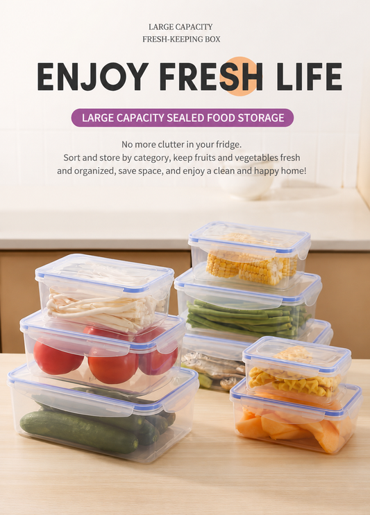 Food Grade PP Food Storage Containers with Locking Lids, Airtight Leakproof Kitchen Organizer