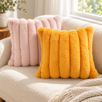 Ribbed Faux Rabbit Fur Throw Pillow Cover 45 x 45 cm