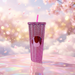 24oz Plastic Double Wall Straw Tumbler Color Plated Finish Large Capacity Travel Drink Cup