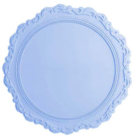 Round Embossed Silicone Placemat Scalloped Edge Non Slip Heat Resistant Table Mat Vintage Floral Coaster Style