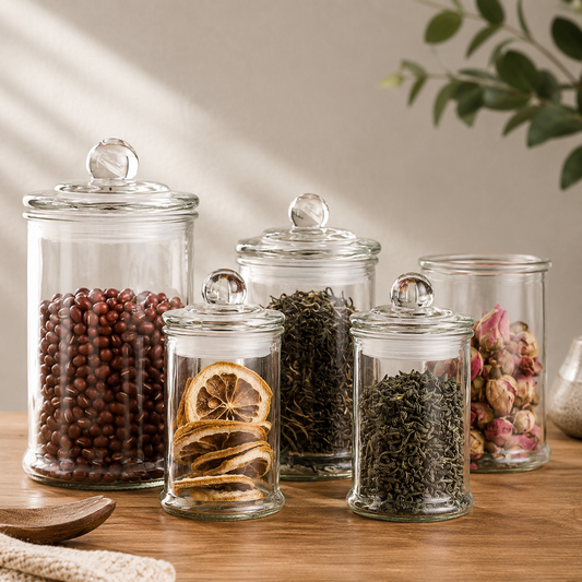 Glass Storage Jar with Lid – Airtight Container for Tea, Grains & Dry Goods