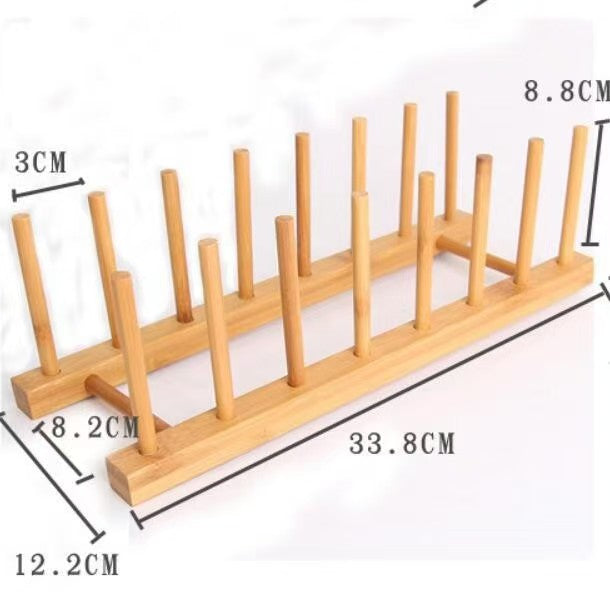 Bamboo Dish Drying Rack Plate Organizer