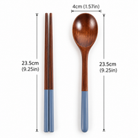 Wooden Spoon and Chopsticks Set with Colorful Handles