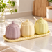 3-Piece Ceramic Condiment Jar Set with Tray and Spoons – Pastel Kitchen Seasoning Containers