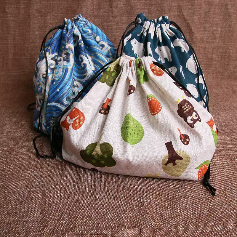 Cotton Linen Lunch Bag Storage Tote