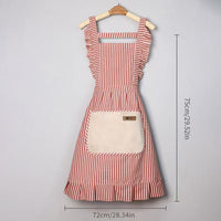 Lace Trim Cotton Linen Kitchen Apron