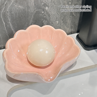 Shell Shape Ceramic Soap Dish – Elegant Seashell Soap Holder Tray for Bathroom Sink, Kitchen & Home Decor