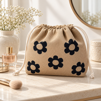 Floral Drawstring Makeup Bag and Travel Storage Pouch