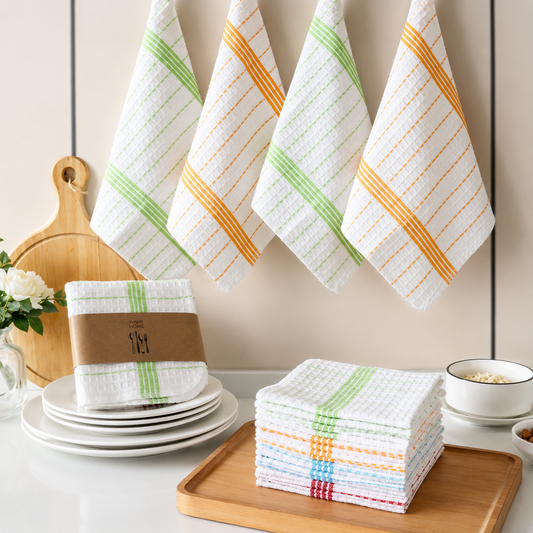 Cotton Waffle Dish Cloths, 4-Pack Kitchen Cleaning Towel Set