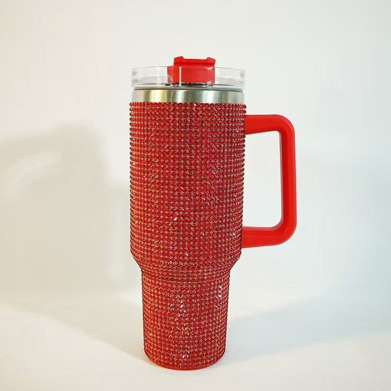 40oz Rhinestone Handle Insulated Tumbler