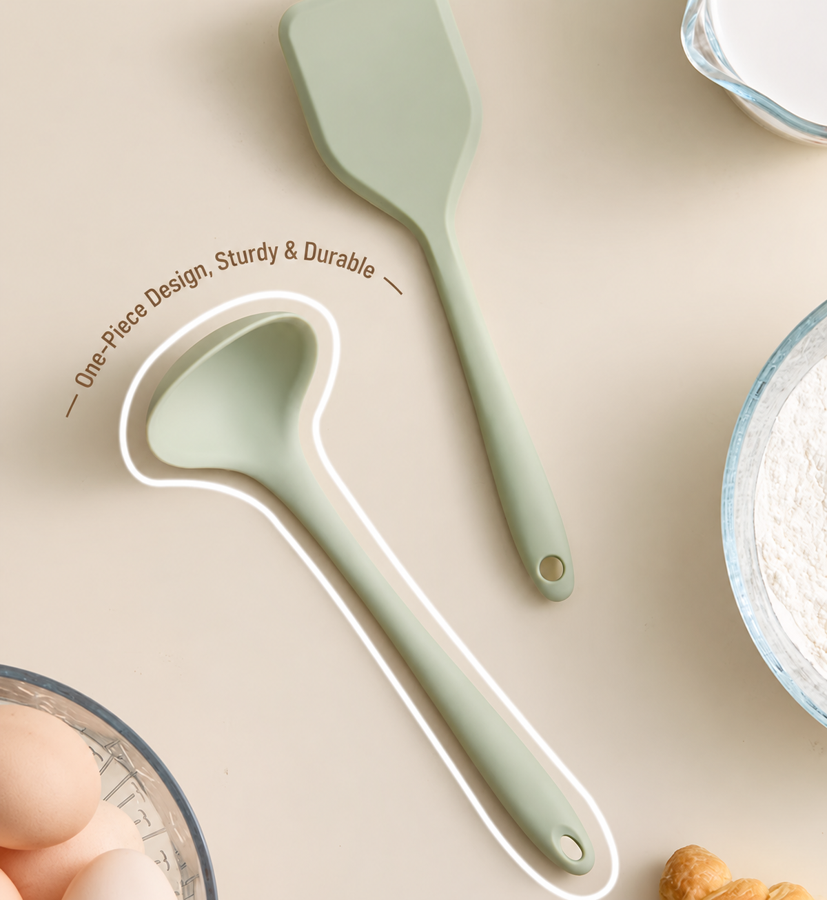 Nonstick Silicone Cooking Spoon and Spatula Kitchen Utensils