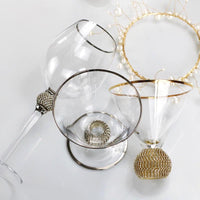Gold Rim Crystal Goblet with Jewel Accent – Luxury Champagne, Wine & Dessert Glass