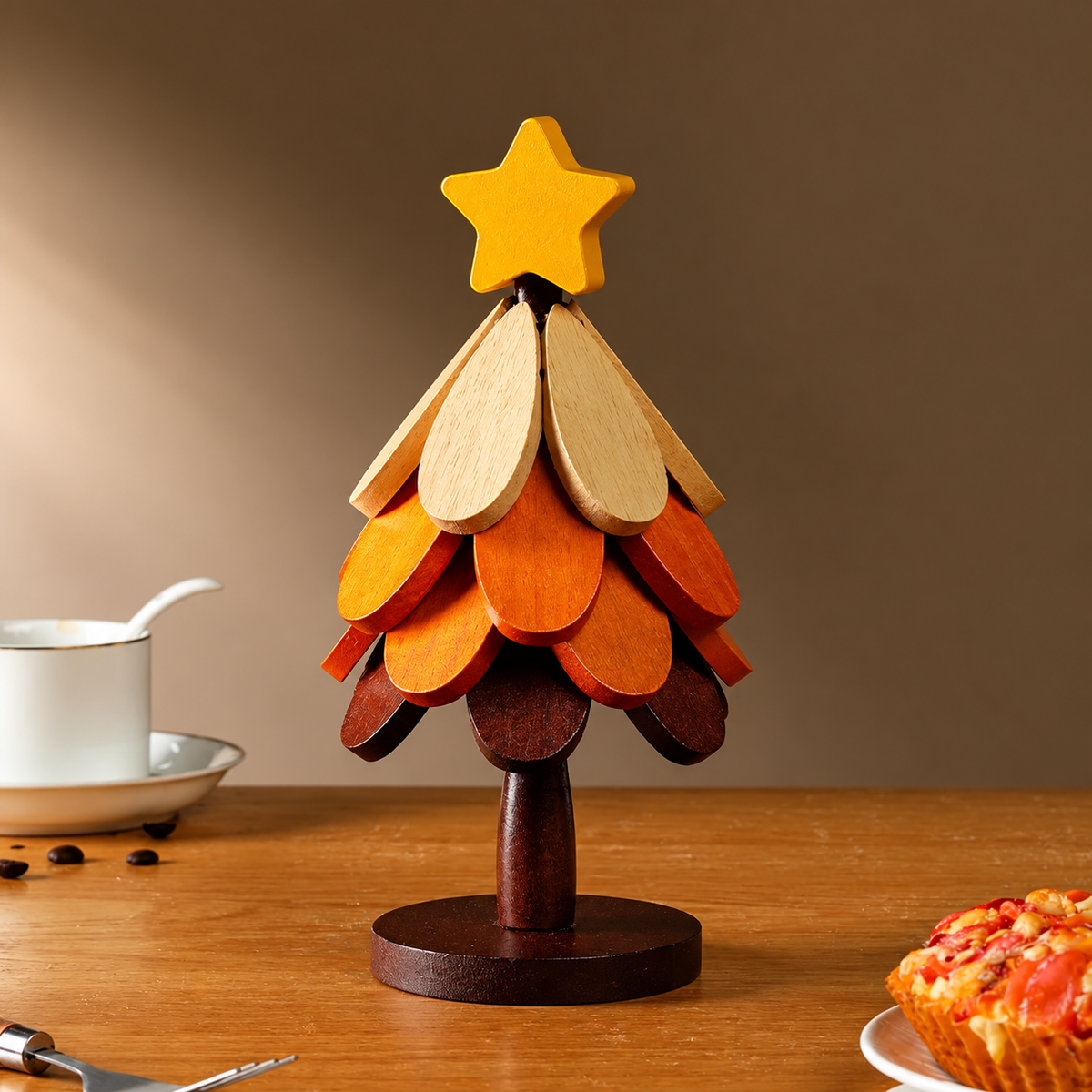 Wooden Christmas Tree Trivet, Decorative Hot Pot Holder