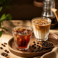 Ribbed Clear Glass Cups – Elegant Drinking Glassware for Coffee, Tea, Cocktails