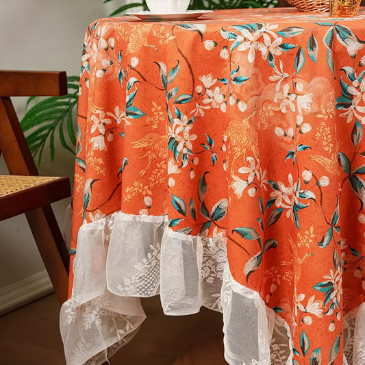 Vintage Floral Lace Tablecloth Retro Decorative Table Cover