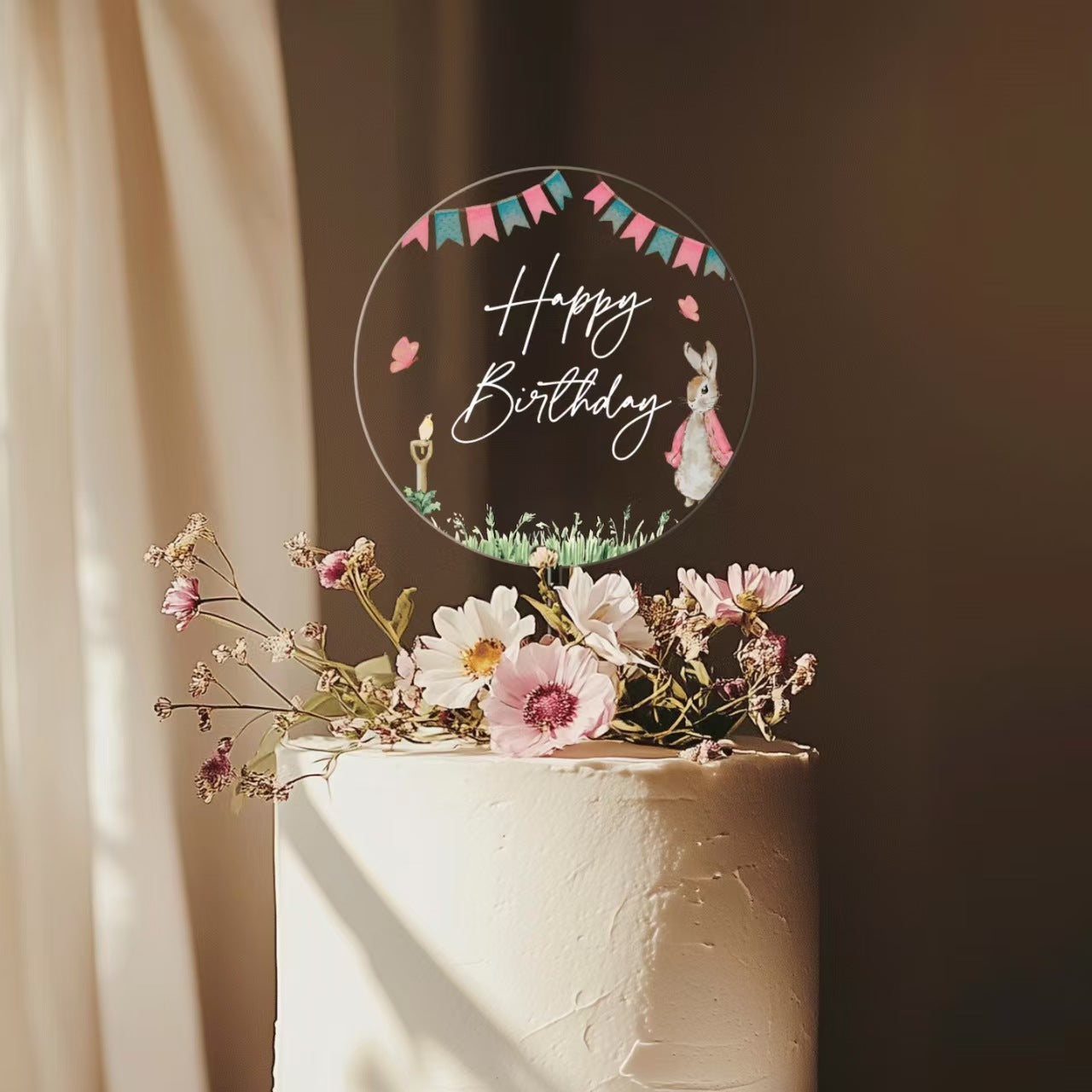 Clear Acrylic Cake Topper for Anniversary and Party