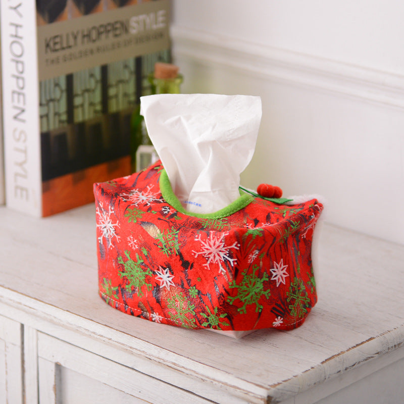 Christmas Tissue Box Cover Festive Santa Snowman Nonwoven Fabric Tissue Holder