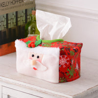 Christmas Tissue Box Cover Festive Santa Snowman Nonwoven Fabric Tissue Holder