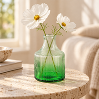 Gradient Ribbed Glass Flower Vase – Decorative Bud Vase for Wedding Centerpieces, Tables and Home Décor