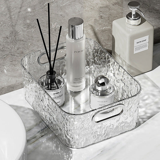 Wave Texture Vanity Organizer Box, Large Capacity Desktop Makeup Storage Case for Cosmetics & Skincare