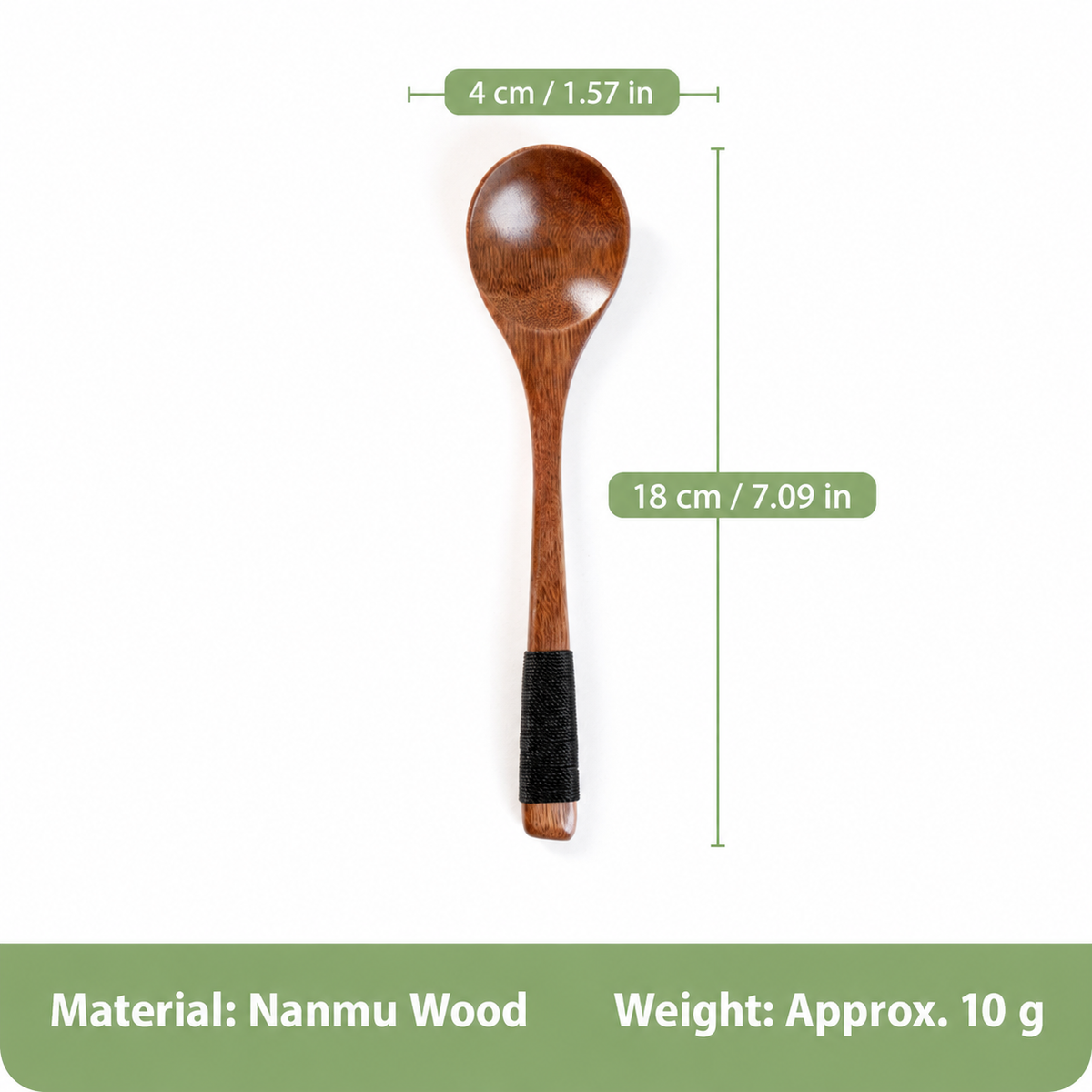 Nanmu Wood Dining Spoon with Cord Wrapped Handle