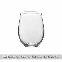 Crystal Clear Stemless Wine Glass – 416ml Modern Drinking Tumbler