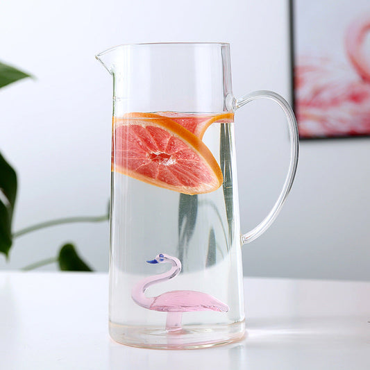 Flamingo Glass Water Pitcher – Elegant Carafe for Tea, Juice & Water